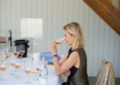 A women drinking wine